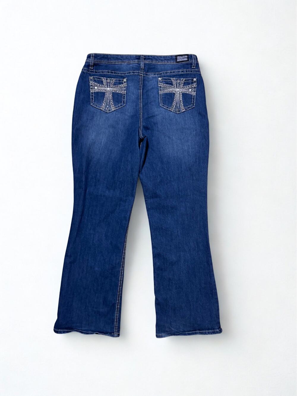 Vtg Y2K Earl Jean Denim Bootcut Dark Wash Denim Jeans Stud Embellished Pockets